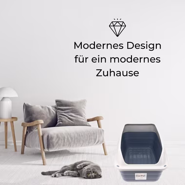 GarPet Katzentoilette XXL Extra hohe Katzentoilette offene Katzenklo mit hohem Rand