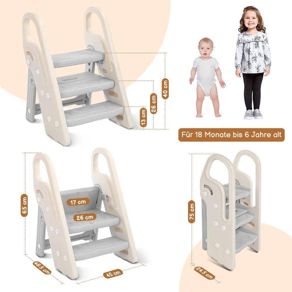 Onasti Baby-Toilettensitz Tritthocker für Kinder 3 Stufen Faltbar