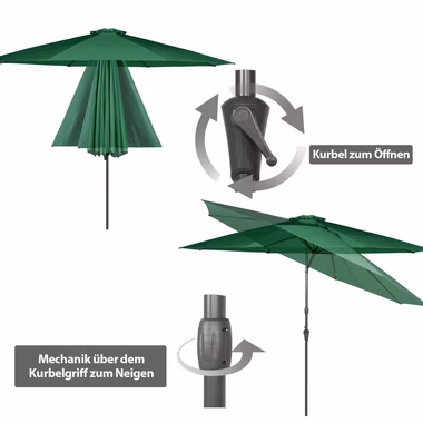 Sekey Sonnenschirm 270cm Gartenschirm knickbar Marktschirm mit Kurbelmechanismus, UPF 50+, LxB: 235,00x271,00 cm