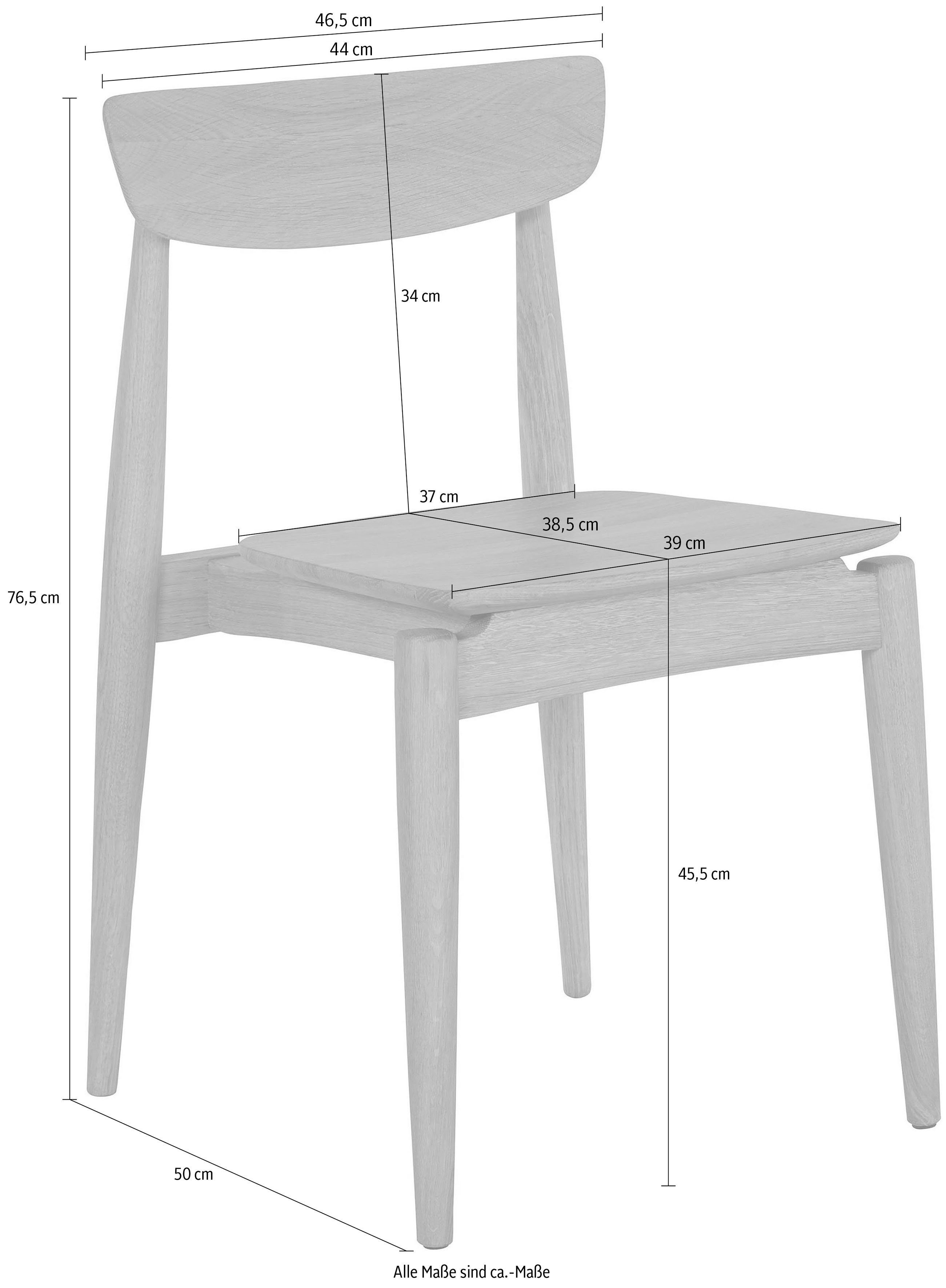 OTTO products 4-Fußstuhl Veikko (Set, 2 St), vegan, mit pflanzlichem Bio Öl behandelt, Massivholz Eiche, stapelbar