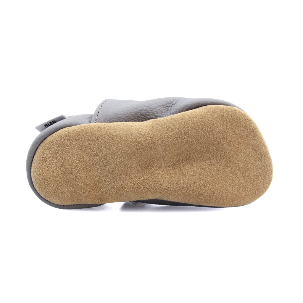 baBice Plain Dark Grey dunkelgraue Krabbelschuhe