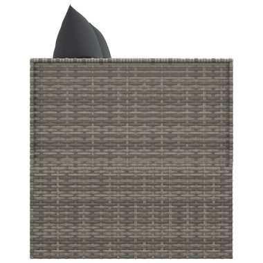 vidaXL Wellnessliege Gartenliege Outdoor-Loungebett mit Kissen Grau Poly Rattan