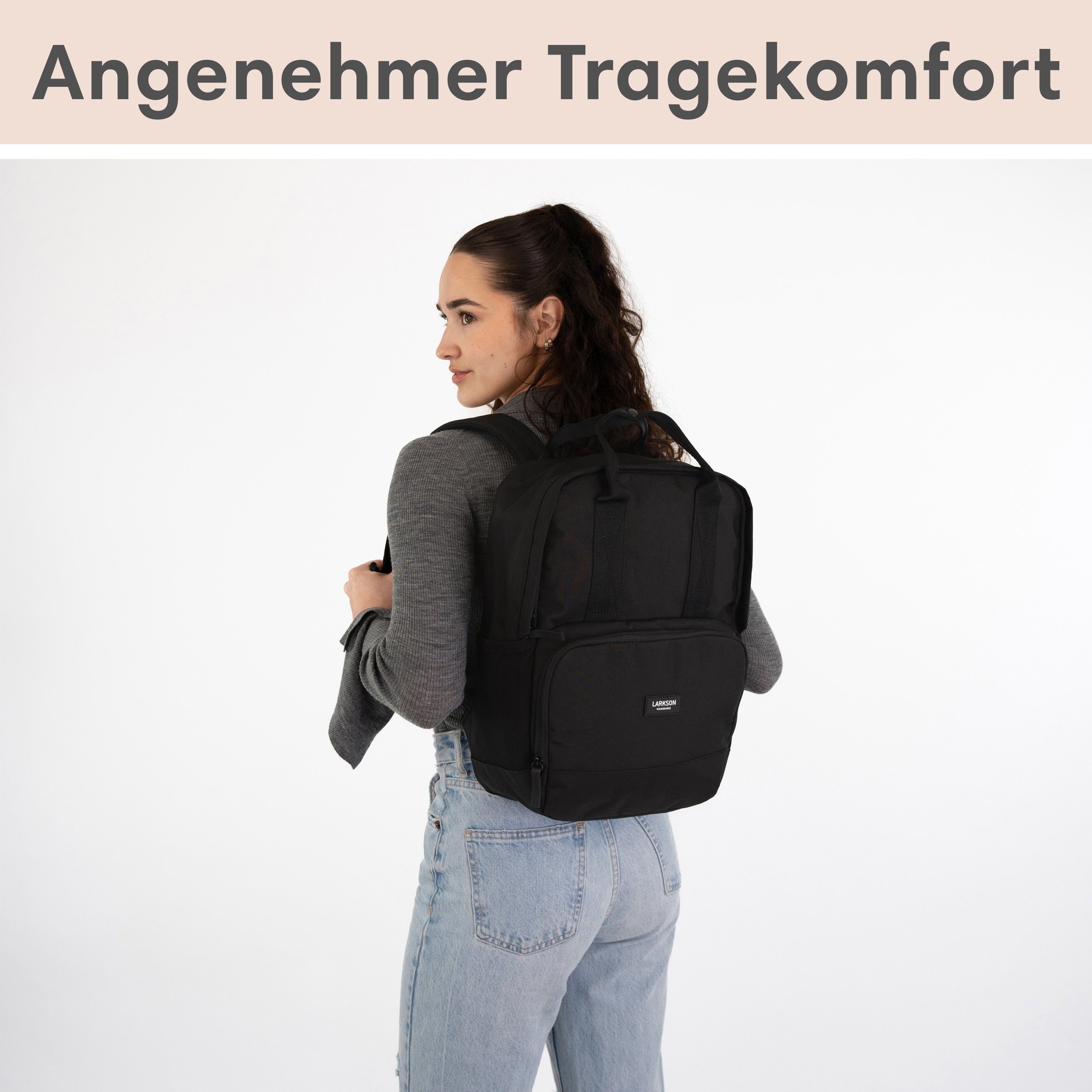 LARKSON Cityrucksack No 6 Laptop Rucksack Damen Herren, Tagesrucksack, Laptopfach, Wasserabweisend