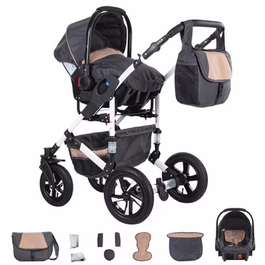 Friedrich Hugo baby's moving art Kombi-Kinderwagen Hamburg, 3 in 1, Hartgummireifen