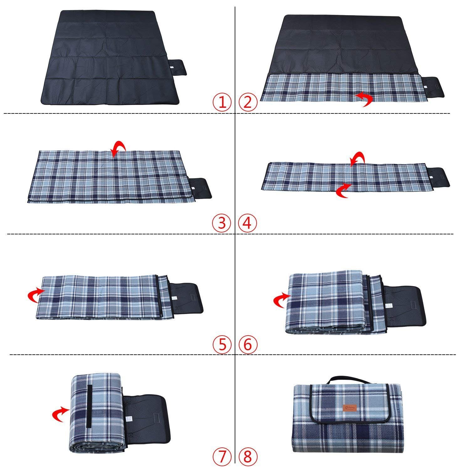 Picknickdecke XXL Campingdecke Wasserdicht, Waschbare Stranddecke Schmutzabweisende, Sekey
