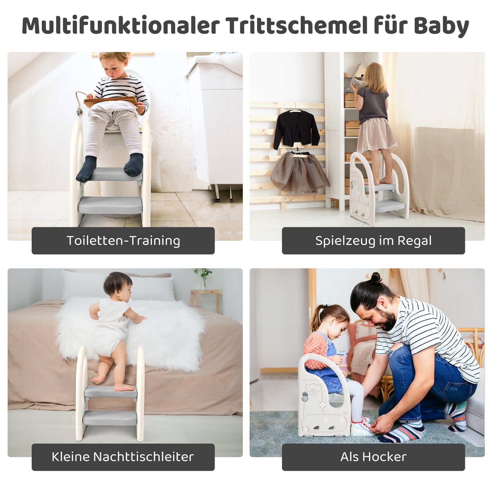 Onasti Baby-Toilettensitz Tritthocker Kinder, Höhenverstellbar Tritt-Schemel Kinderschemel Baby
