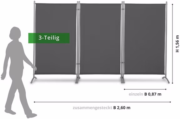 Leco Stellwand (Set), 3-teilig, Gesamtlänge: 260 cm