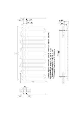 Ximax Badheizkörper C8 1400 mm x 600 mm, 354 Watt, chrom