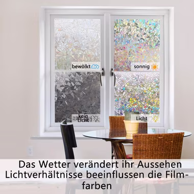 Juoungle Sichtschutzfolie Fenster Sichtschutzfolie statische 3D Aufkleber, Regenbogenfolie
