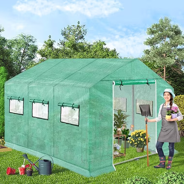 AUFUN Foliengewächshaus Gewächshaus, für Garten Outdoor Pflanze Blume Grün
