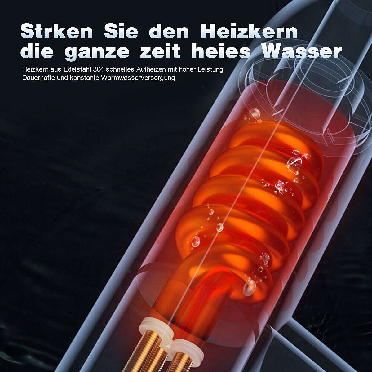 iscooter Klein-Durchlauferhitzer Elektrisch Temperaturanzeige einstellbar schwenkbar Wasserhähnen, Temperaturanzeige 30-60 ℃, IPX4 Küchenarmatur