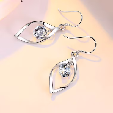POCHUMIDUU Paar Ohrhänger Ohrhaken in Tropfenform mit weißem Diamant-Zirkonia (2-tlg), Geeignet für Bälle, Partys, Jubiläen, Feste usw.