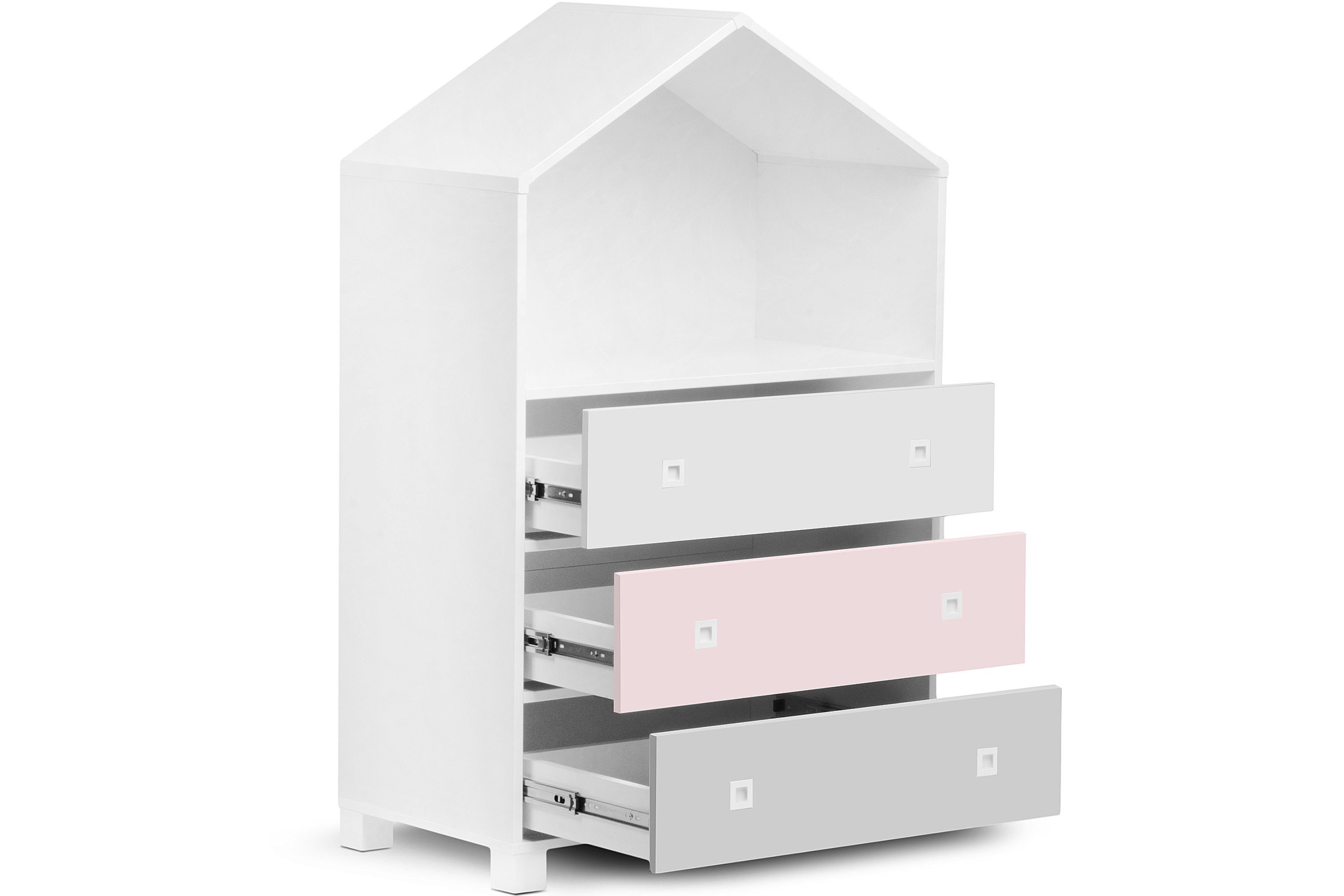 Konsimo Babyzimmer-Komplettset MIRUM Kindermöbel-Set Komplett-Kinderzimmer, (4-St., Komplett-Kinderzimmer), Kommode, Bücherregal, 2x Kleiderschrank