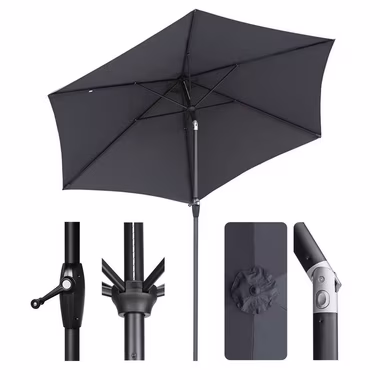 Sekey Marktschirm 270 cm Aluminium Sonnenschirm, UV-Schutz bis UPF 50+, mit Kurbel