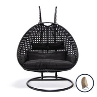 Home Deluxe Polyrattan Hängesessel TWIN - Schwarz mit Regenabdeckung