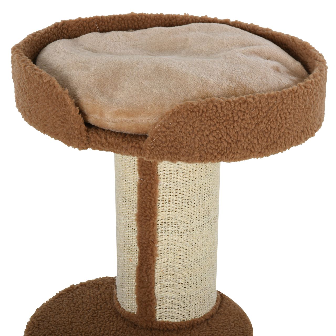 PawHut Katzenbaum Spielbaum Kratzstamm mit Plattform Sisal E1 Spanplatte Plüsch Hellbraun 45 x 45 x 91 cm