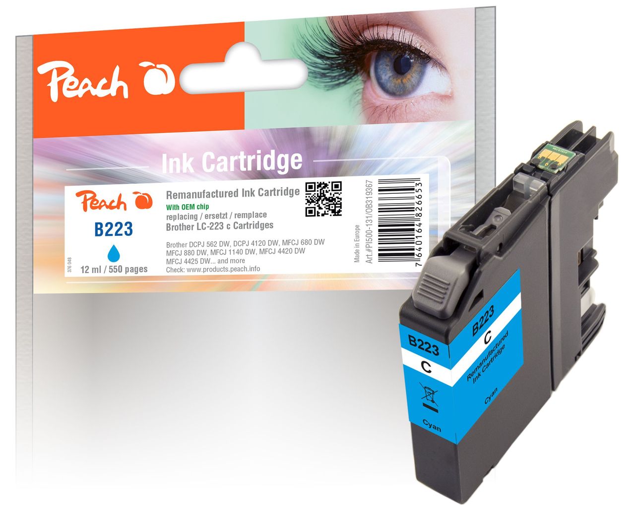 Peach Tintenpatrone cyan ersetzt Brother LC-223C