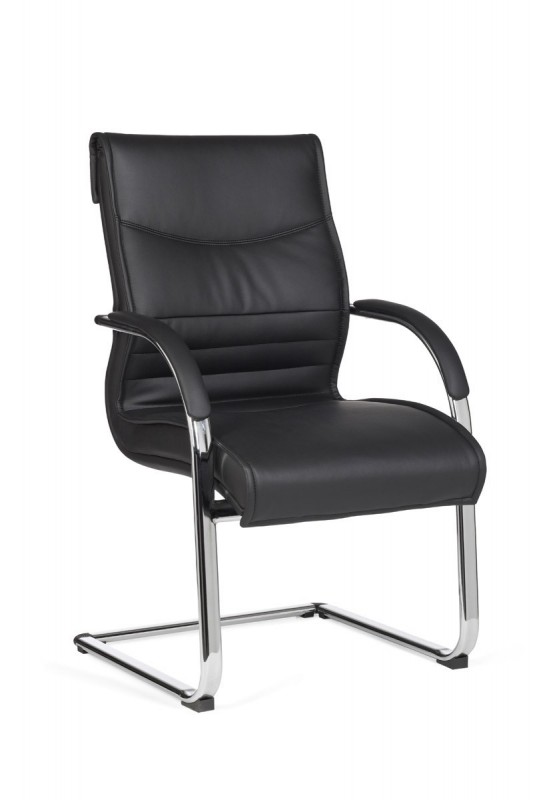 Amstyle Visitor Freischwinger Leder Optik schwarz