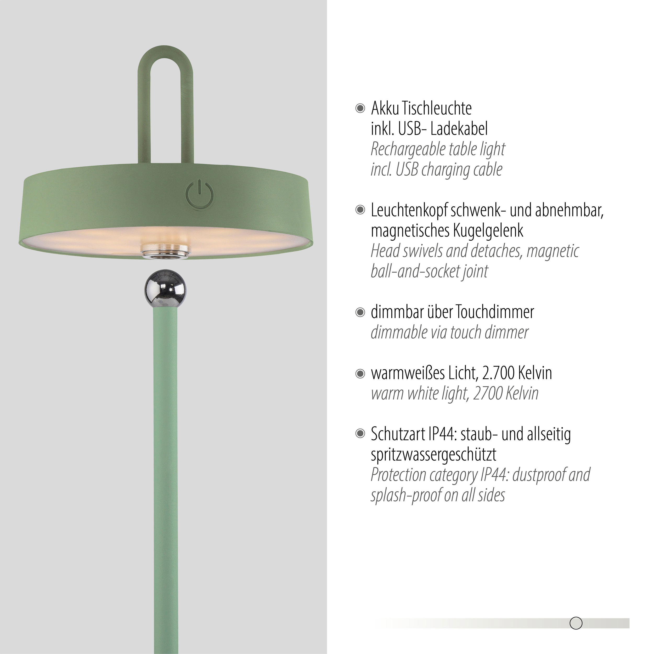 JUST LIGHT.LED-Akku-Tischleuchte 1flg