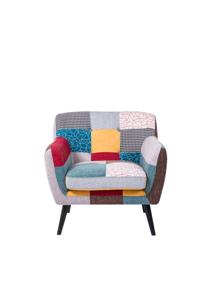 Trendstabil Skandinavischer Sessel Stoffbezug Patchwork mehrfarbig