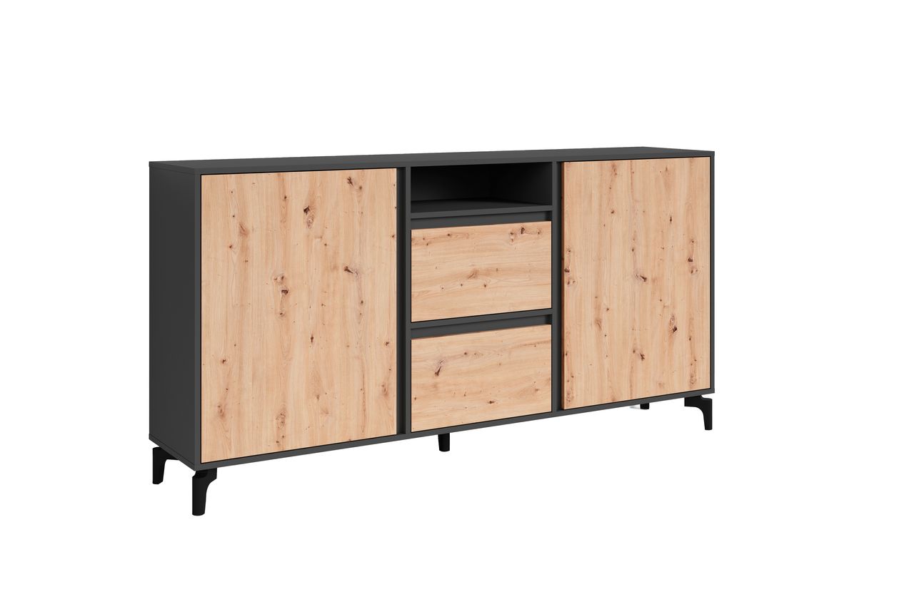 byLiving BLACKWOOD Sideboard, Breite 180 cm, anthrazit, Eiche-Optik