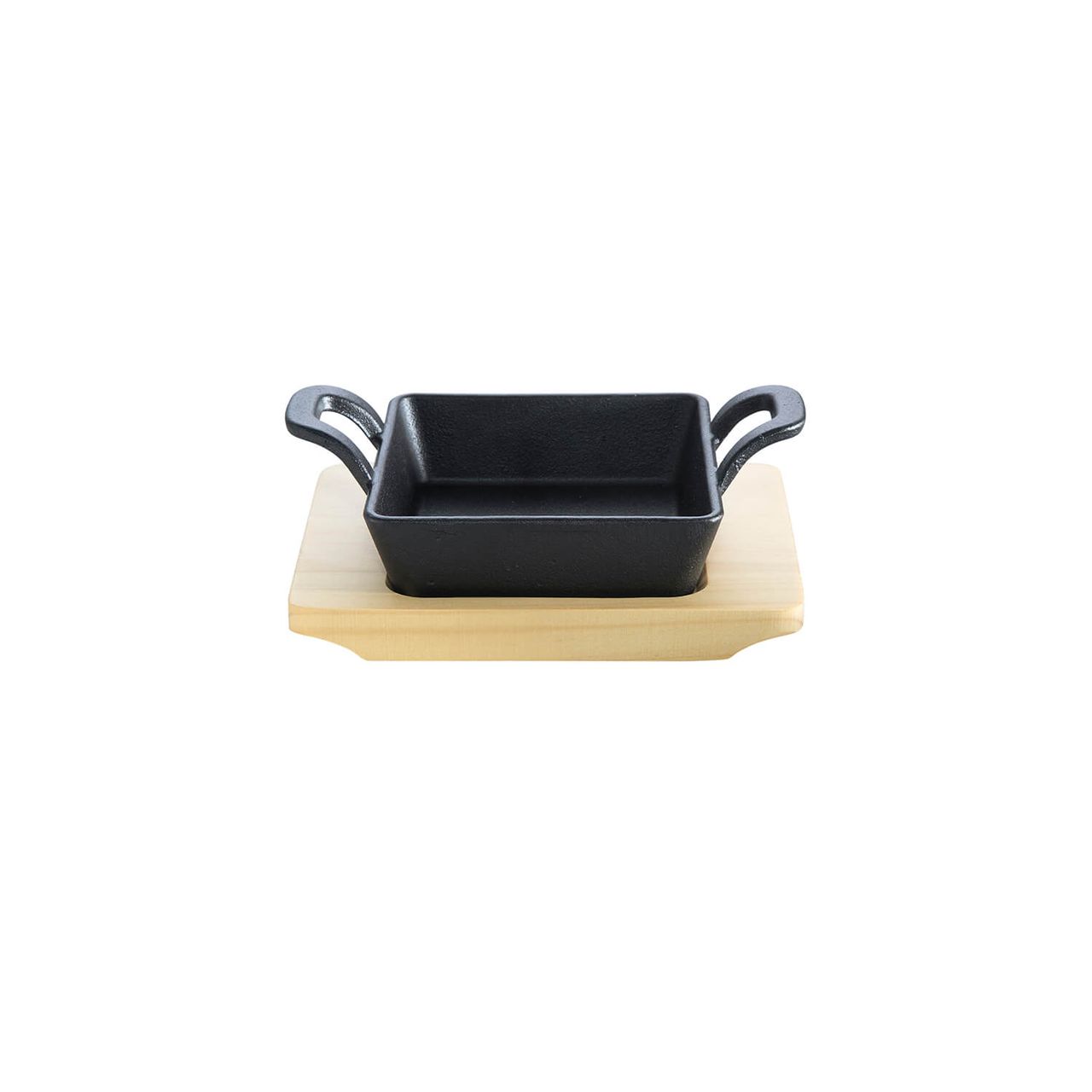 Allgrill Gusseisen-Minipfanne mit Stiel und Untersetzer, quadratisch, schwarz, 14x14cm