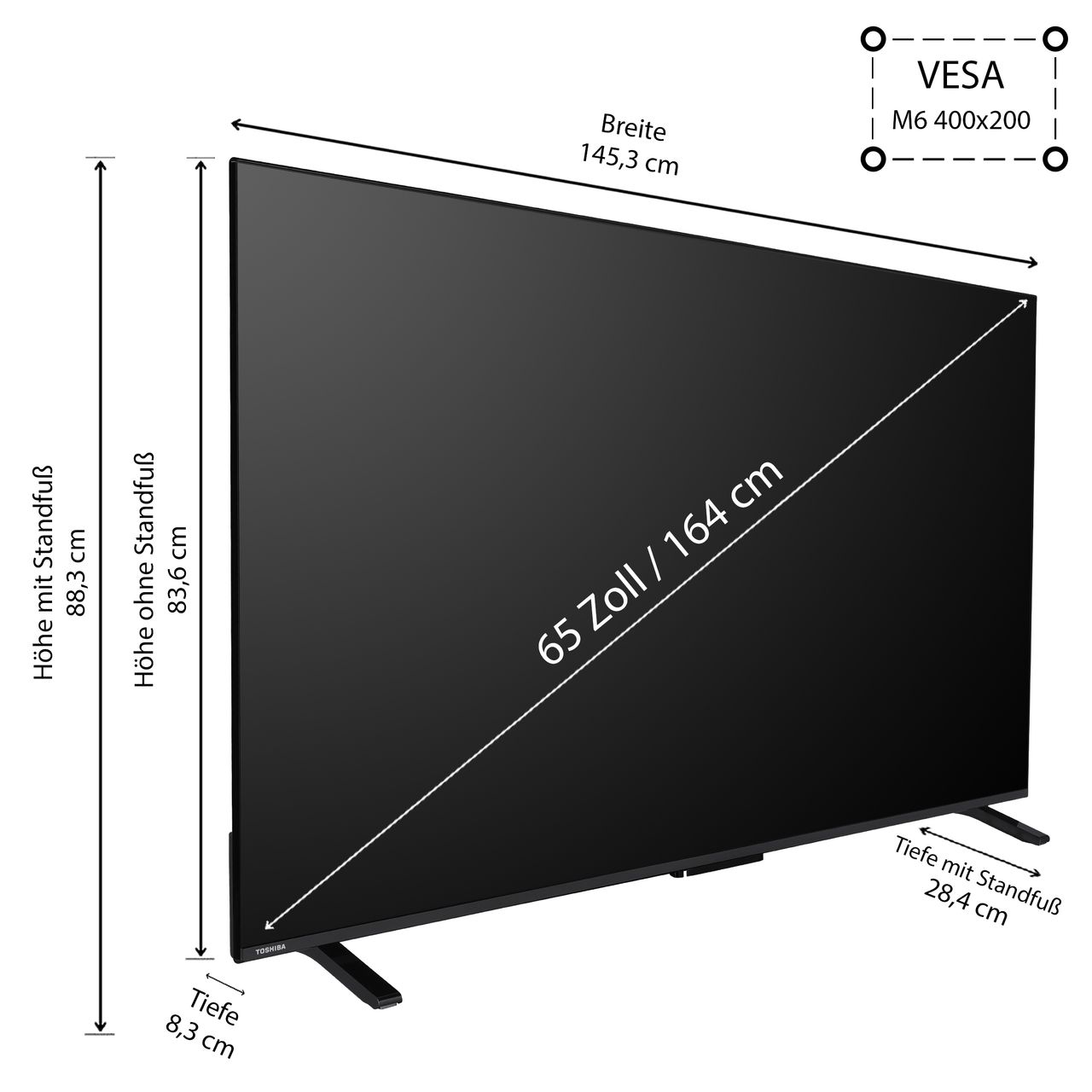 Toshiba 65UV2363DAW 65 Zoll Fernseher / VIDAA Smart TV (4K UHD, HDR Dolby Vision, Triple-Tuner)