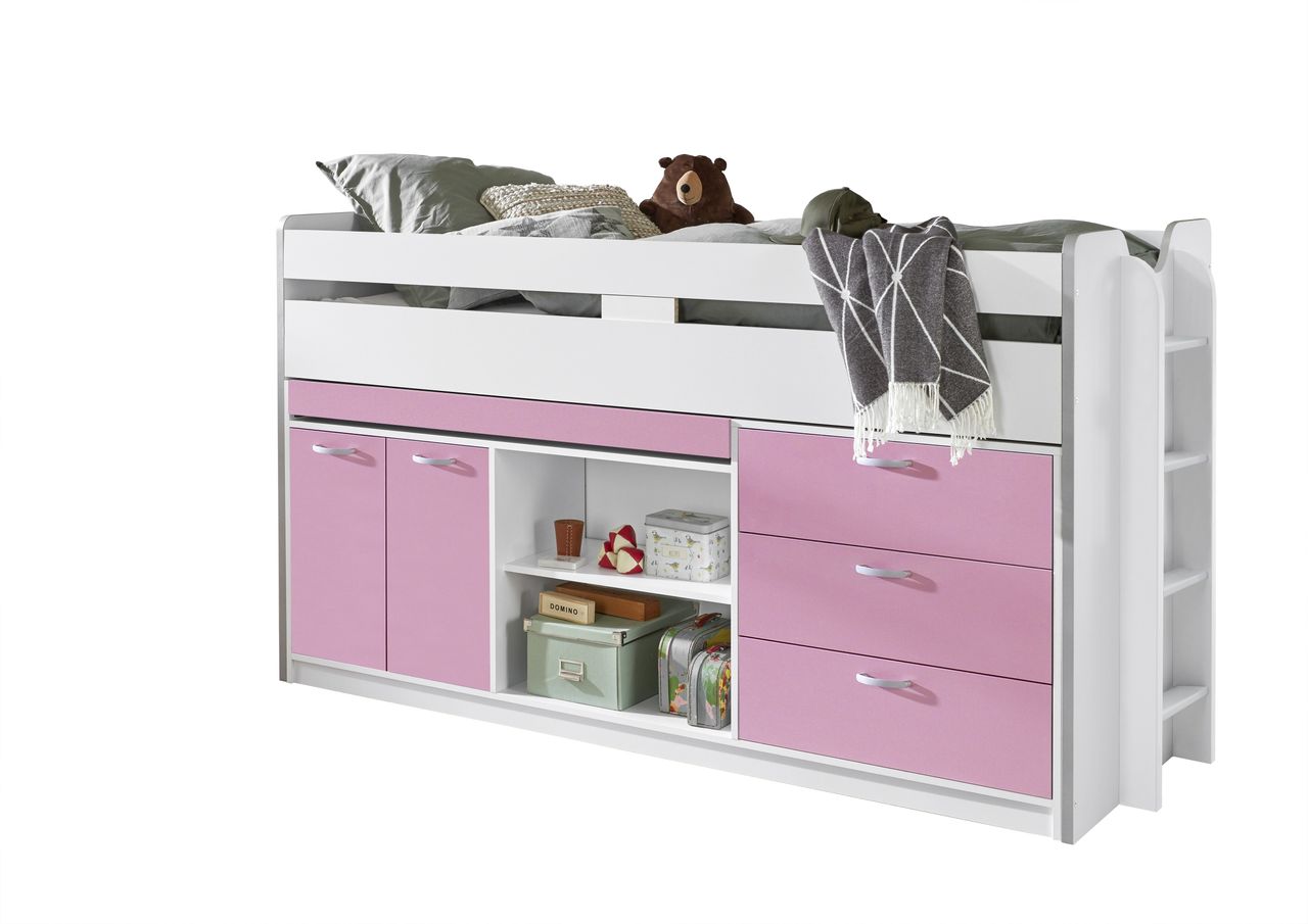 Relita Hochbett Bonny LF 90x200 cm, mit Regal, Schubladenelement und Schreibtisch
