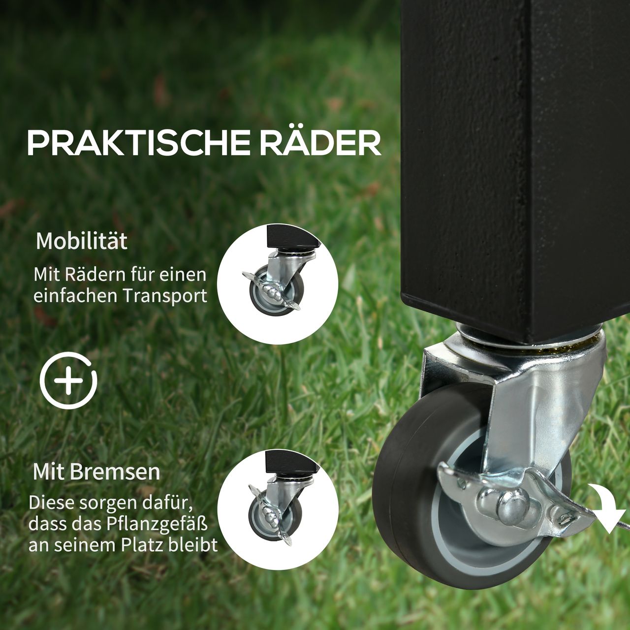 Outsunny Hochbeet mit Rädern Pflanztisch mit Abfluss Massivholz Vliesstoff