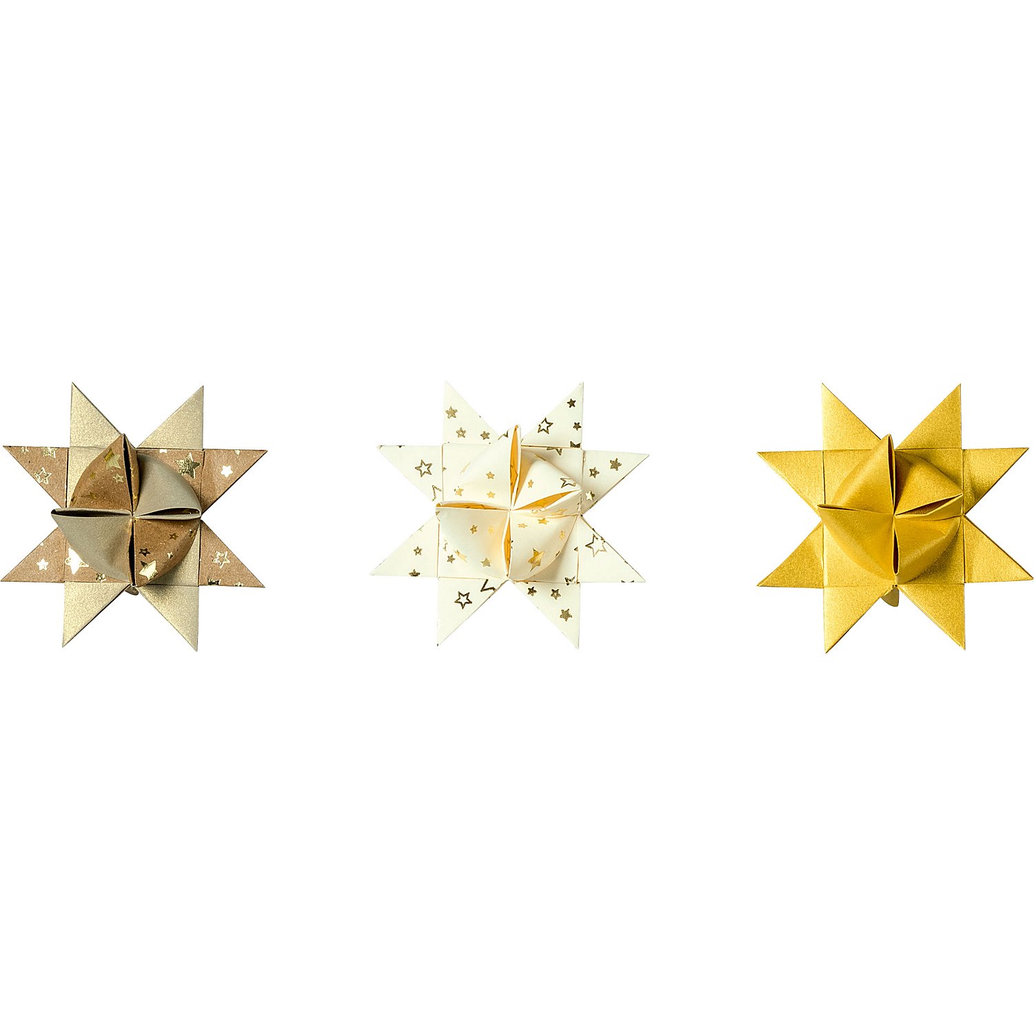 Papierstreifen-Set Fröbelsterne, gold-creme, 96 Streifen
