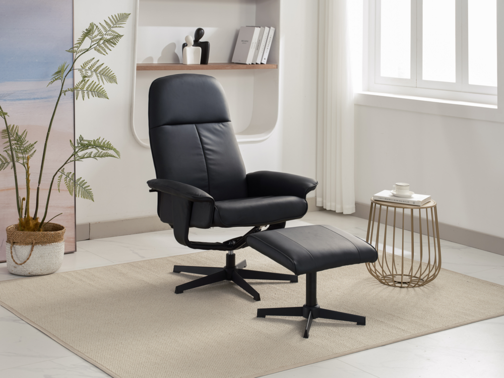 Happy Home Happy Home Relaxsessel mit Hocker HWP58-SCH schwarz