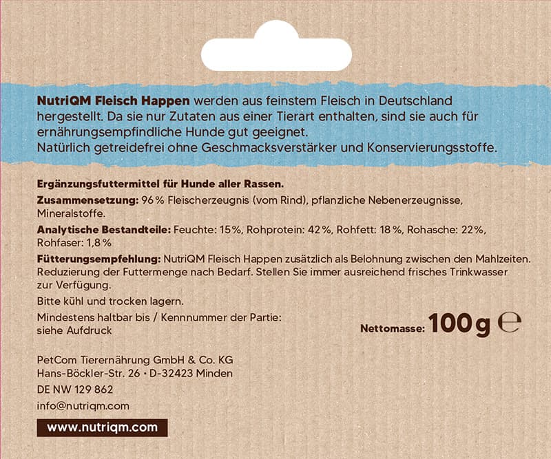 NutriQM Fleisch Happen Rind 5 x 100g
