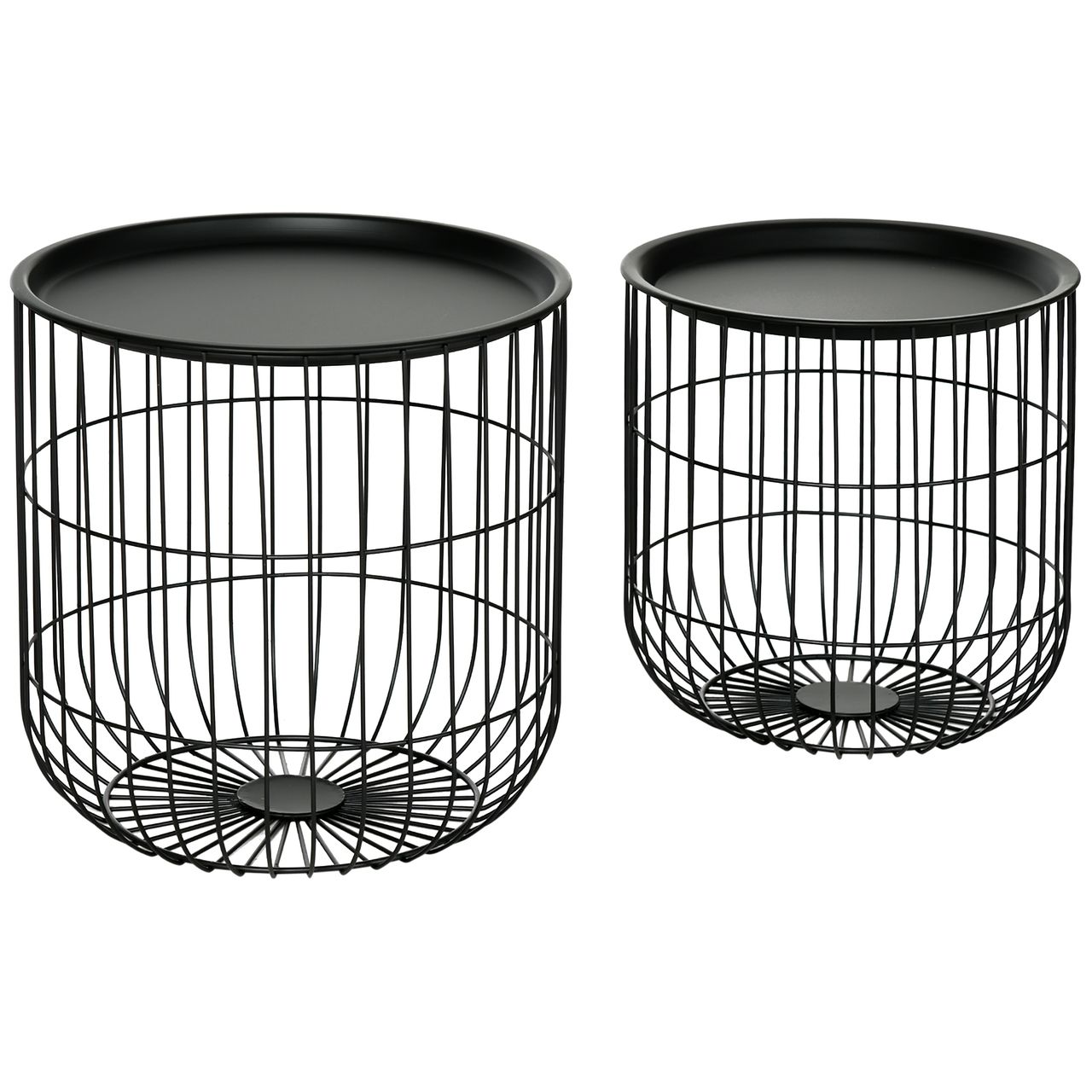 HOMCOM 2er-Set Couchtisch Beistelltisch im Skandidesign Kaffeetisch mit Stauraum
