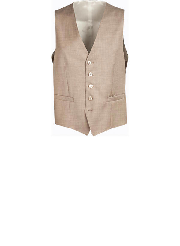 BALDESSARINI, Anzug mit Weste, Slim Fit, Schurwolle, sand