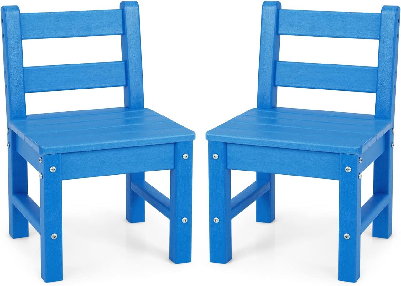 Costway 3-teiliges Tisch- & Stuhlset, Spieltisch-Set für Kleinkinder aus Holz