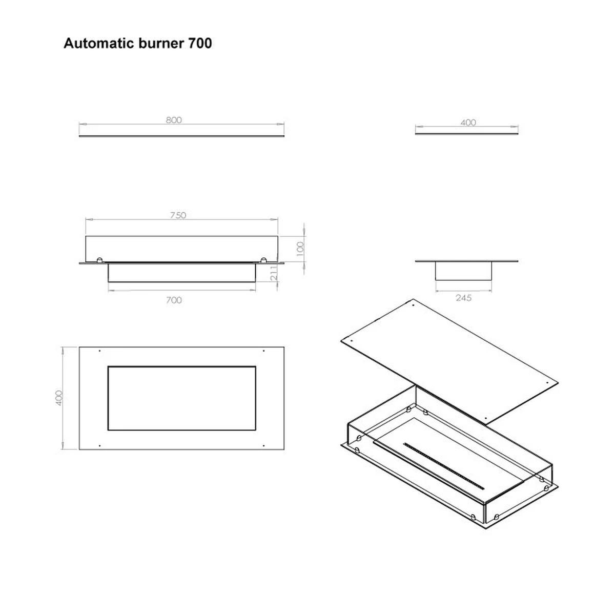Foco Foco Four 800, 4-seitiger Bioethanol-Kamin, verschiedene Brenneroptionen, 3,2 kW