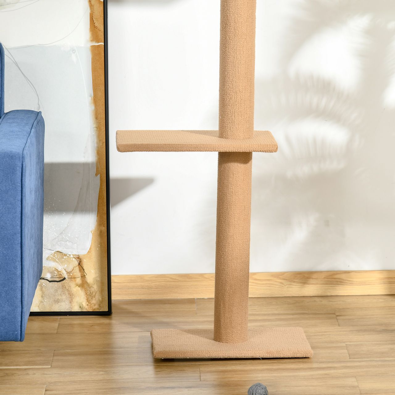 PawHut Kratzbaum Katzenbaum Kletterbaum für Katzen Höhenverstellbar Spielbaum Hellbraun 43x27x228-260 cm