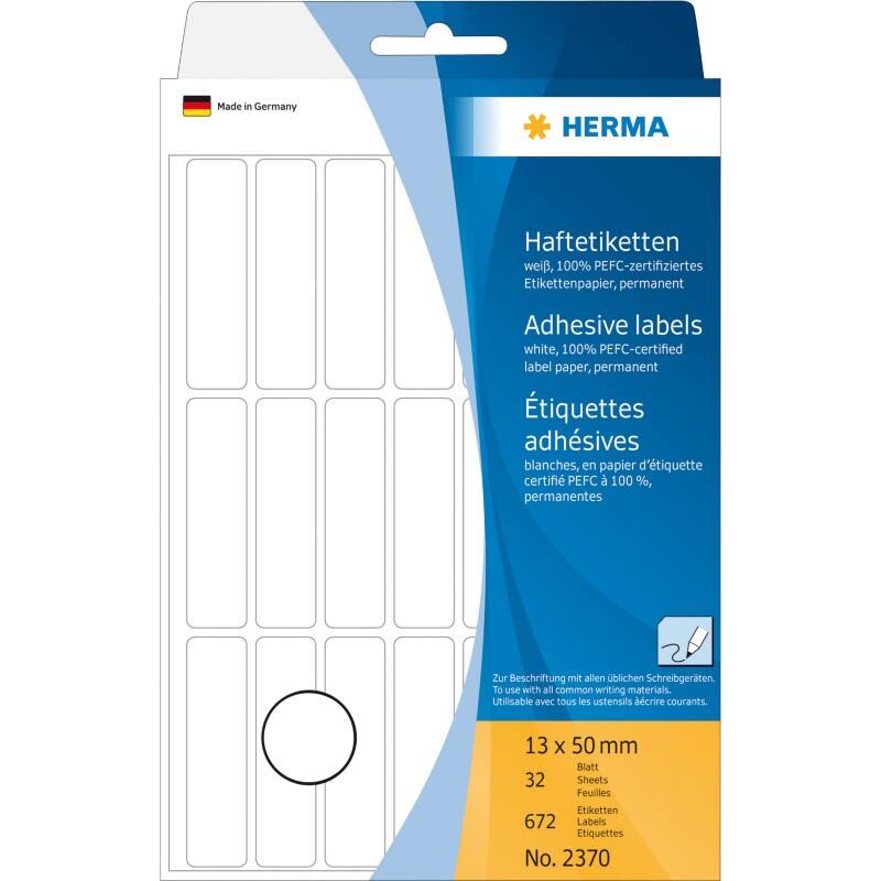 Herma Vielzwecketiketten 2370 Weiß B 13 x H 50 mm Inhalt 672 Stück
