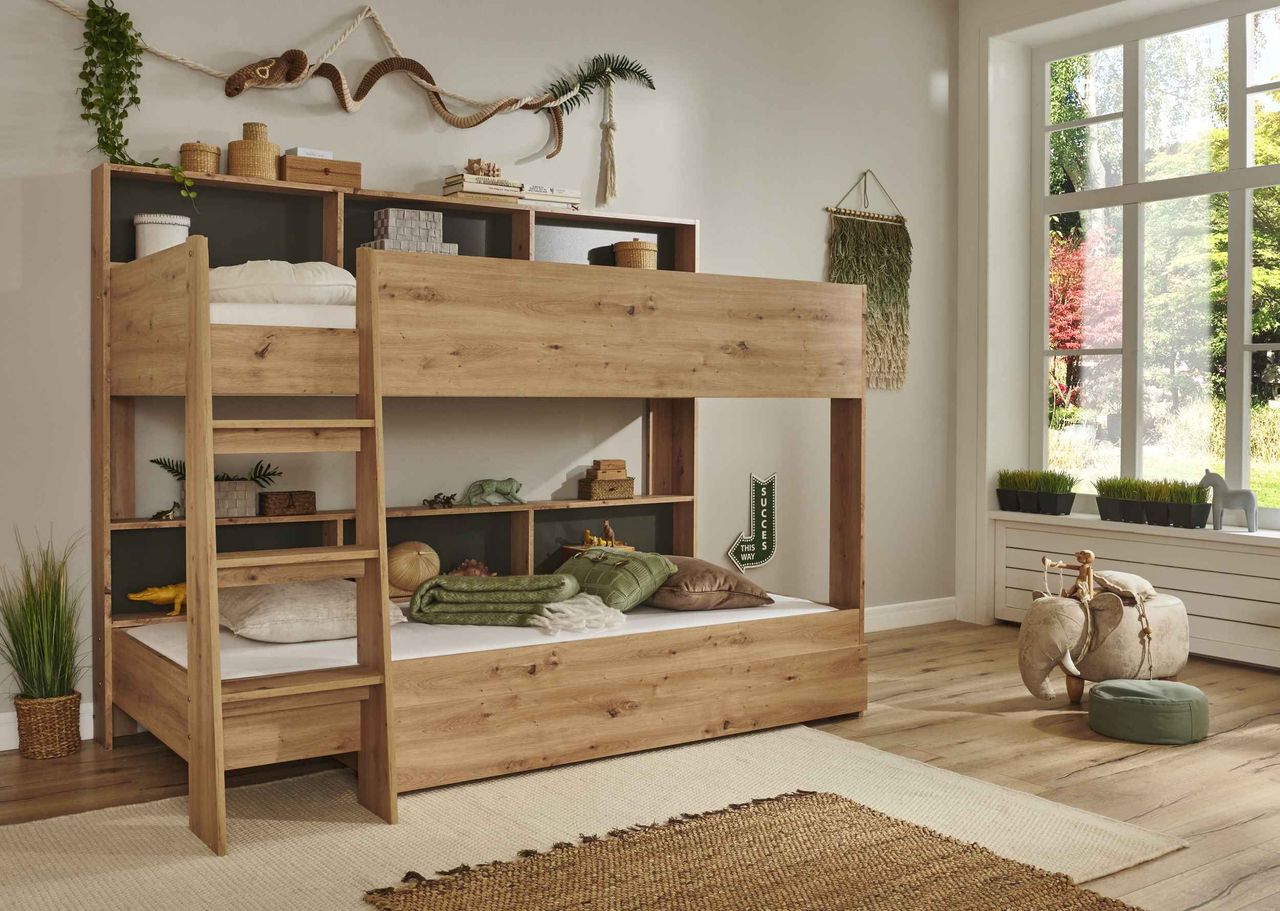 Relita Bettkasten auf Rollen zu Etagenbett SWAY, Ausf. Eiche Artisan Dekor