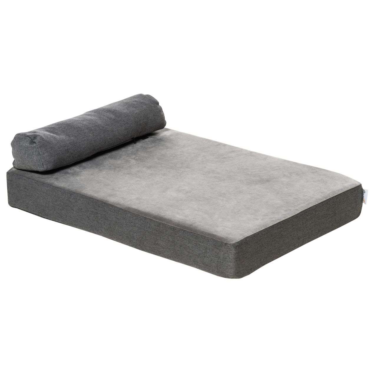 PawHut Haustierbett Tierbett Hundematratze Hundematte Bezug abnehmbar waschbar für kleine Hunde Katzen leinenartiges Polyester samtartiges Polyester PP-Baumwolle Grau75 x 55 x 20 cm