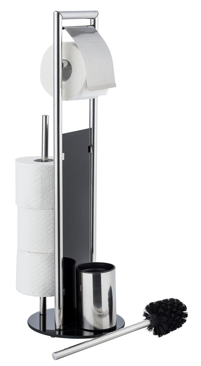 Wenko WC-Garnitur Mod. Ravina Edelstahl glänzend, mit Toilettenbürste, Toilettenpapierhalter & Ersatzrollenhalter