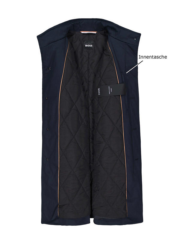 BOSS Black, Mantel Jared, Regular Fit, Baumwolle wattiert, dunkelblau