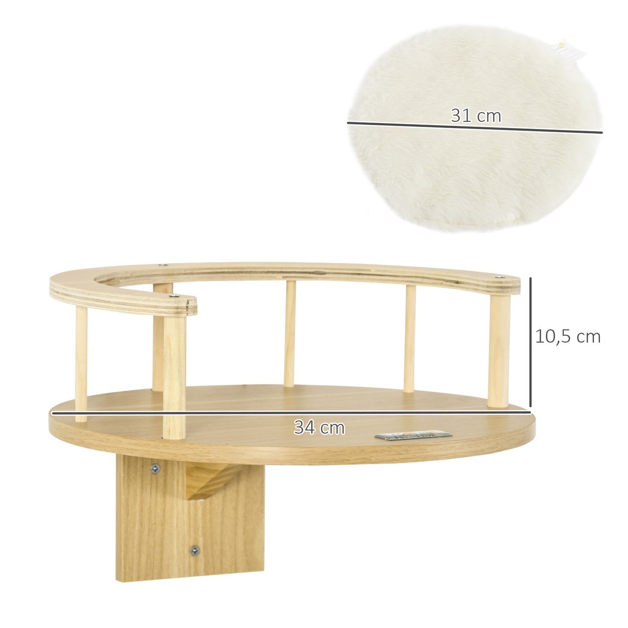 PawHut Katzen Kletterwand, Katzenliege für die Wand, Katzen Hängematte, Eiche