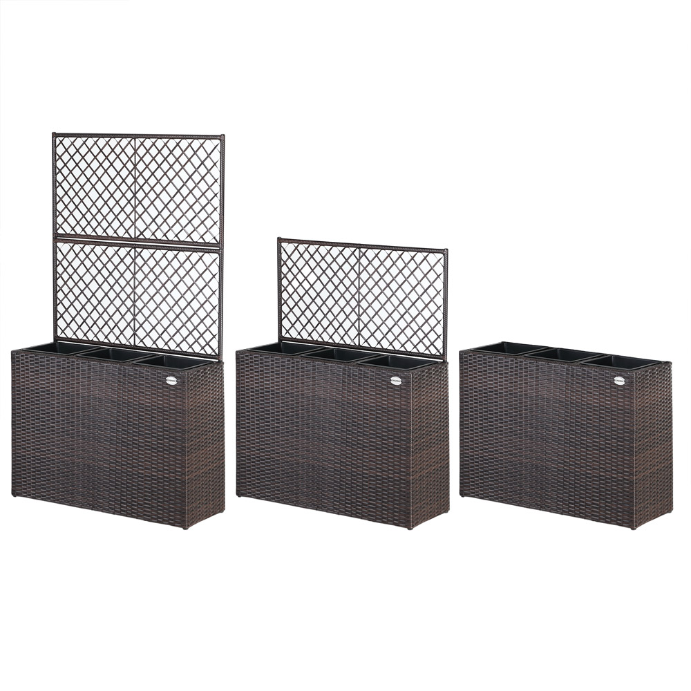 Casaria Polyrattan Blumenkasten mit Rankgitter Braun