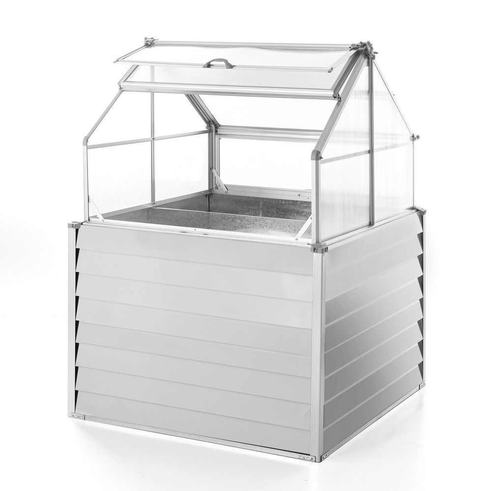 Powertec Garden Doppelhochbeet, ca. 120 x 120 x 169 cm - Silber