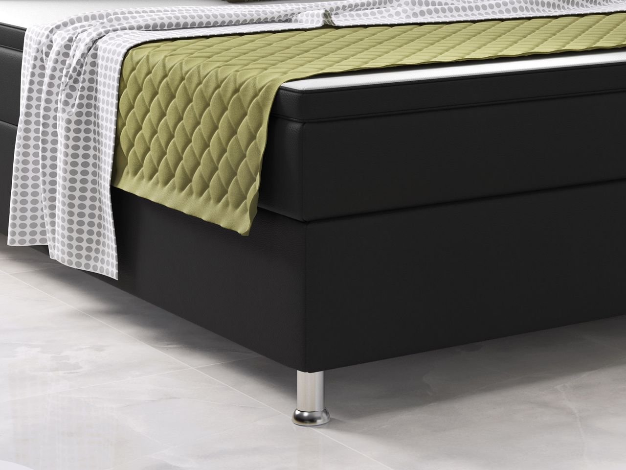 IHG Boxspringbett Riva 180x200 cm Kunstleder Schwarz