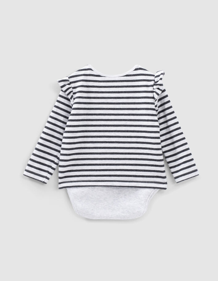 Body marinière mastic chiné à volants coton bio bébé