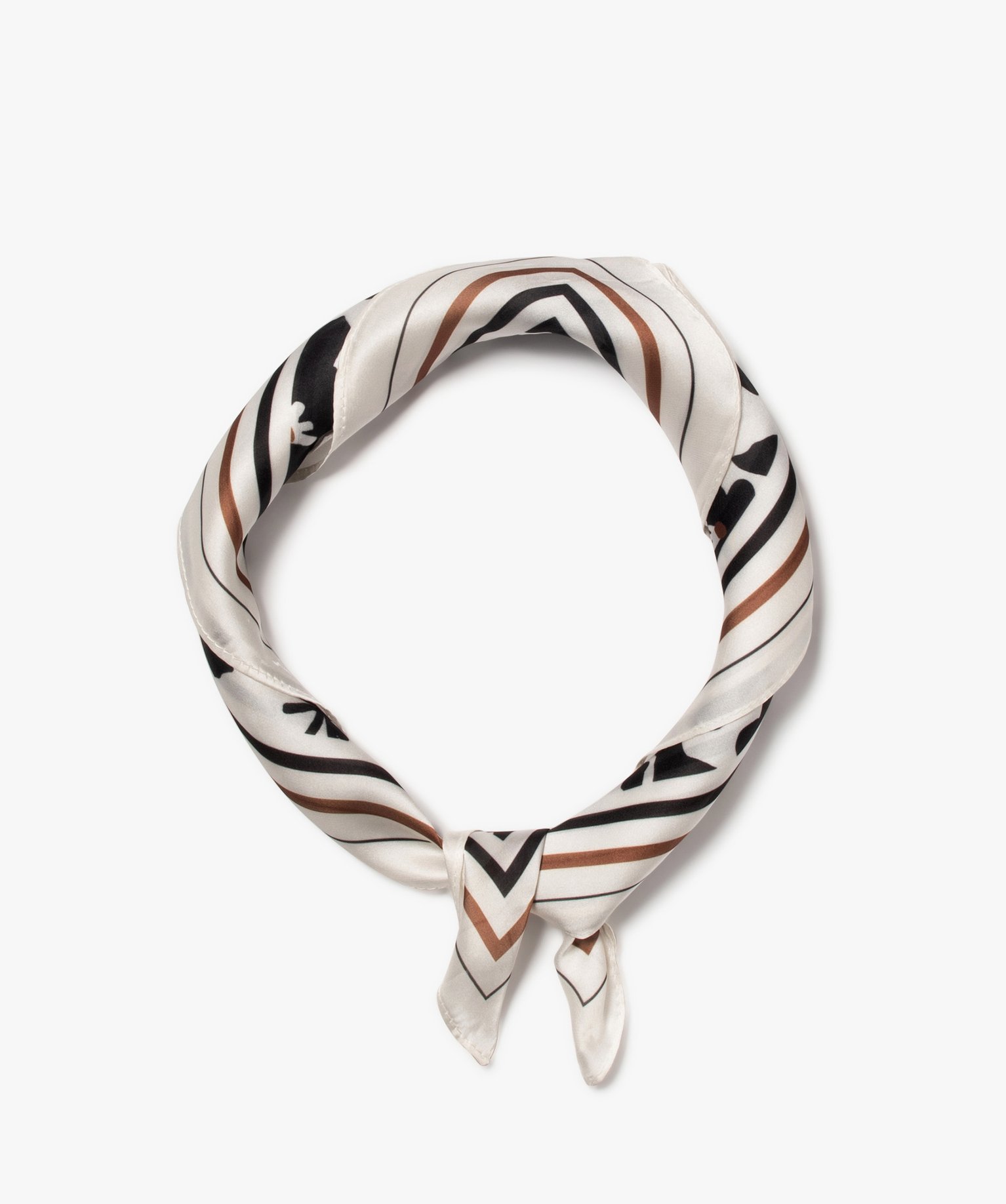 Foulard carré en satin motif fleuri femme beige | GEMO