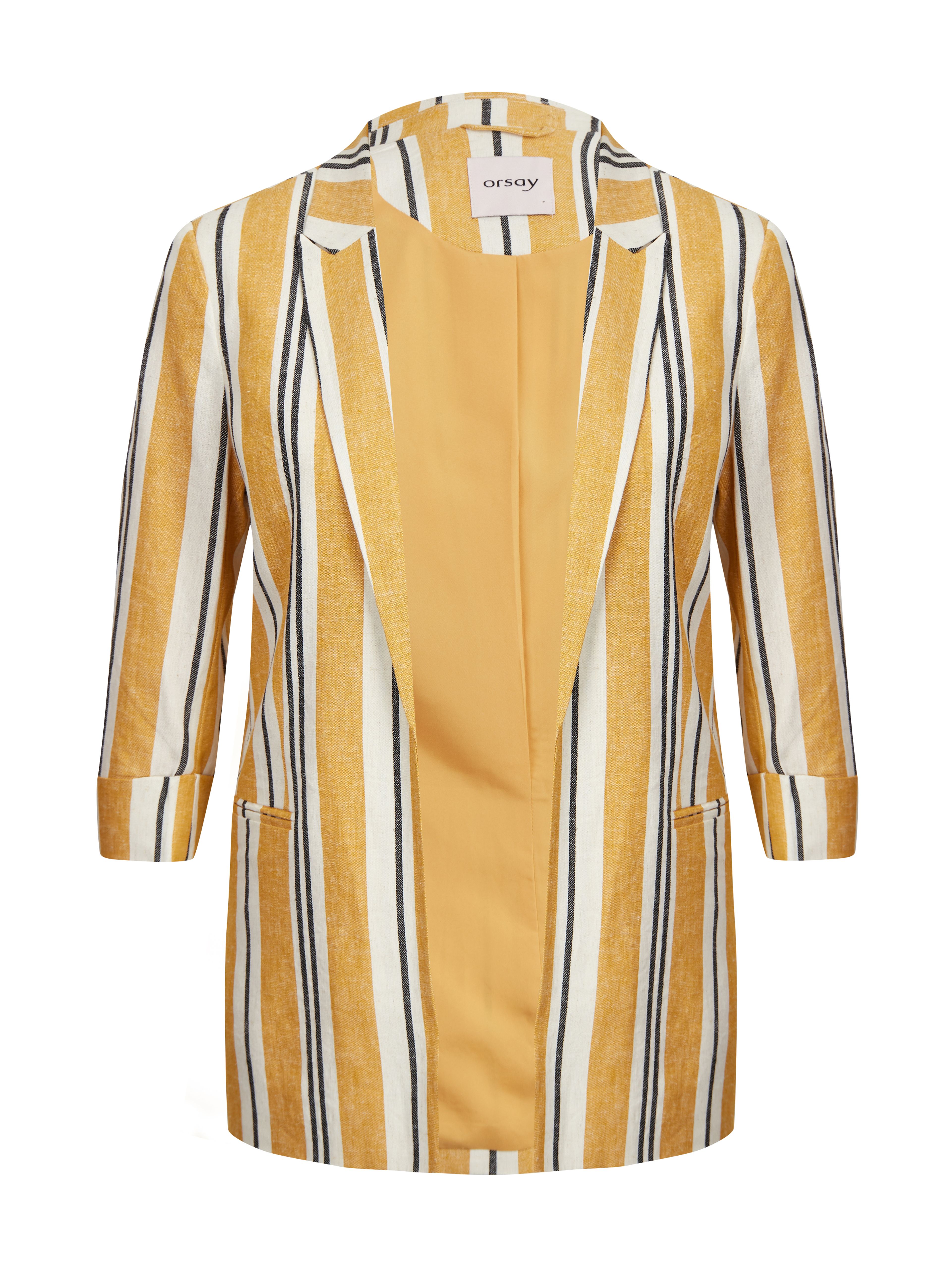 Orangefarbene gestreifte Damen-Leinenjacke ORSAY