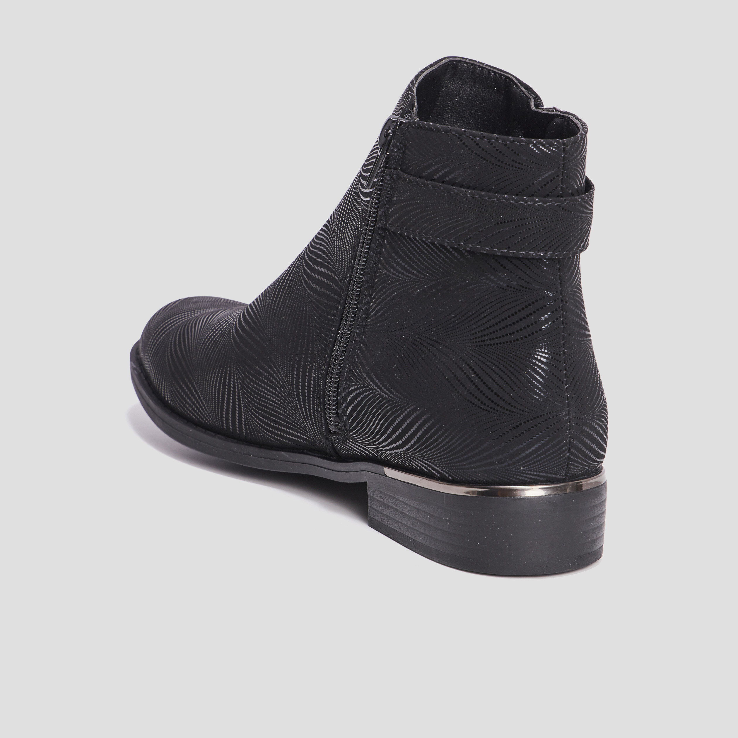 Bottines zippées avec perforations noir femme | La Halle